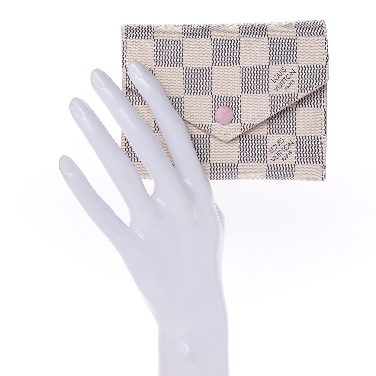 Louis Vuitton Damier Azur Victorine Wallet Rose Ballerine 2 of 10