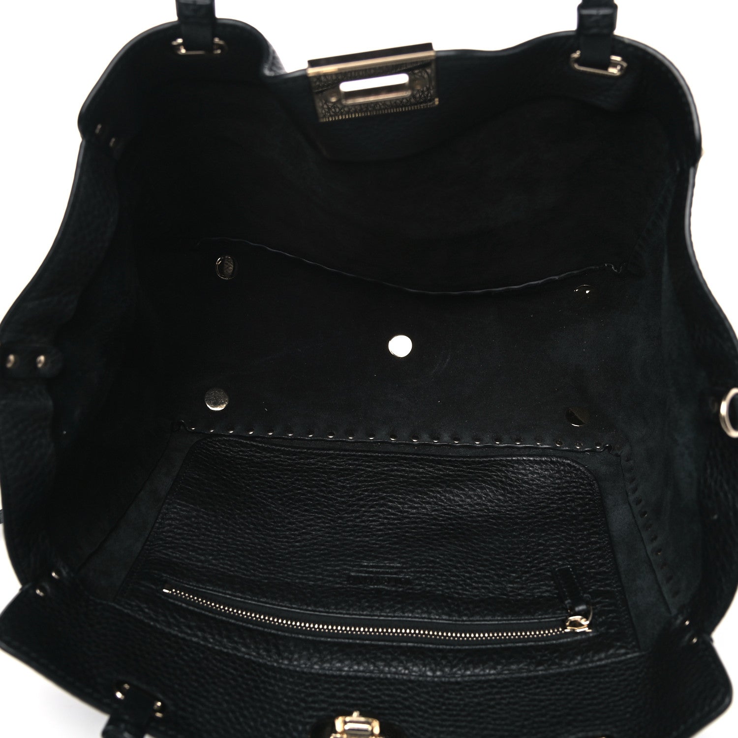 Valentino Garavani Pebbled Calfskin Medium Rockstud Tote Black 4 of 9