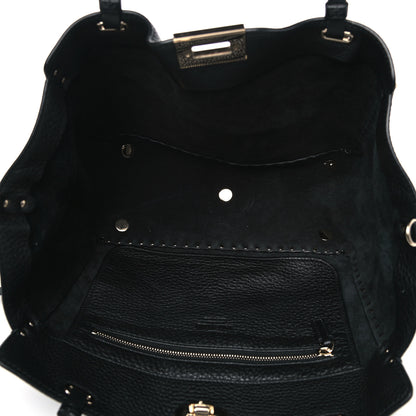 Valentino Garavani Pebbled Calfskin Medium Rockstud Tote Black 4 of 9