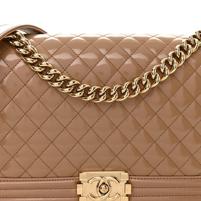 Chanel Iridescent Glazed Calfskin Quilted New Medium Boy Flap Dark Beige 7 of 12