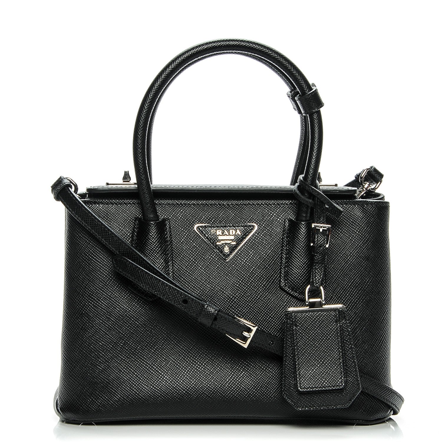 Prada Saffiano Cuir Small Twin Tote Nero Black 1 of 7