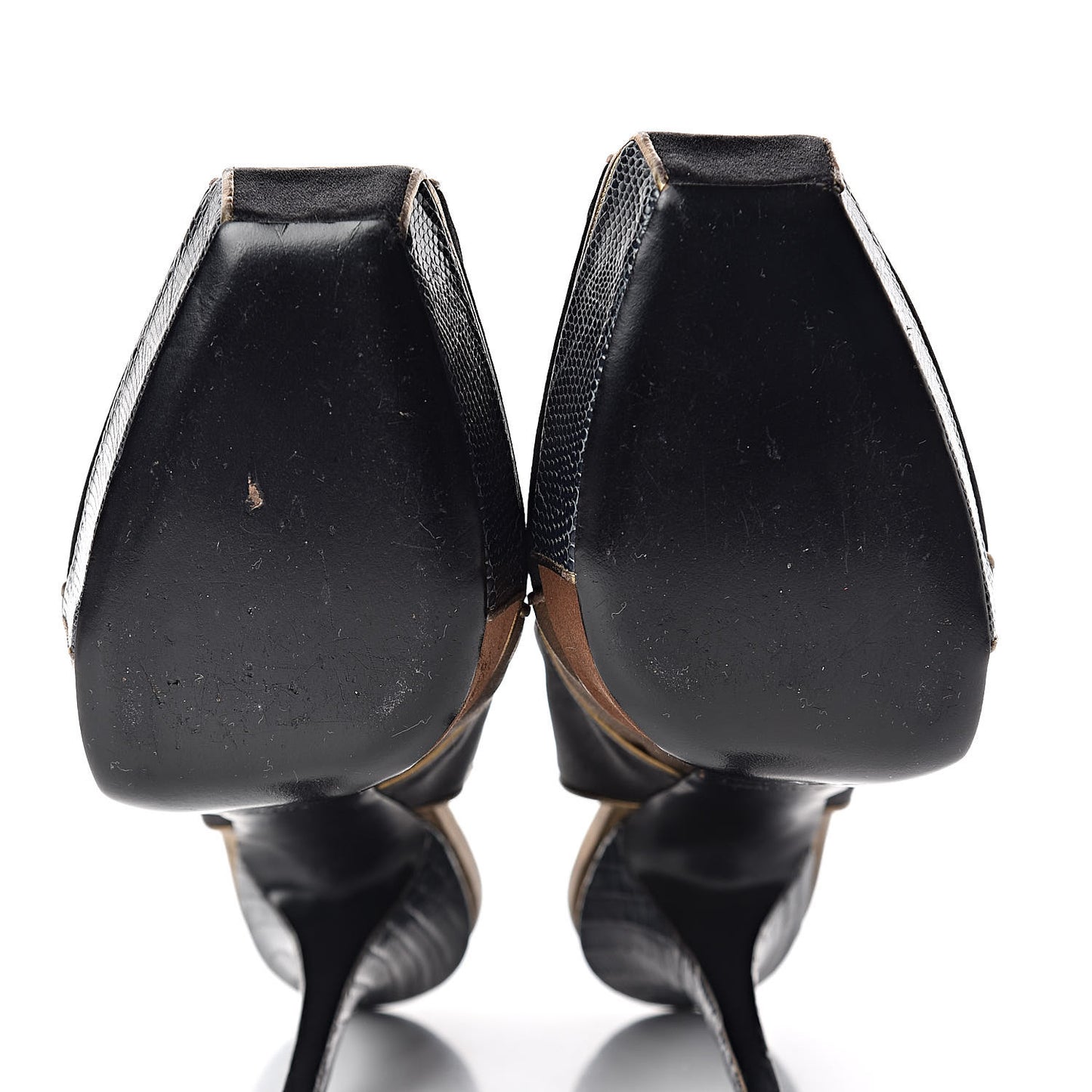 Lizard Suede Satin Sugar Platform Slingbacks 39 Black Brown