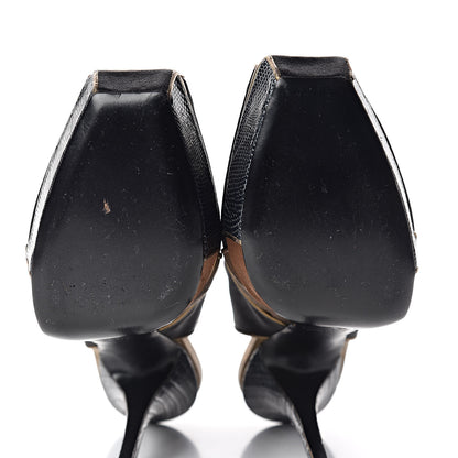 Louis Vuitton Lizard Suede Satin Sugar Platform Slingbacks 39 Black Brown 10 of 10