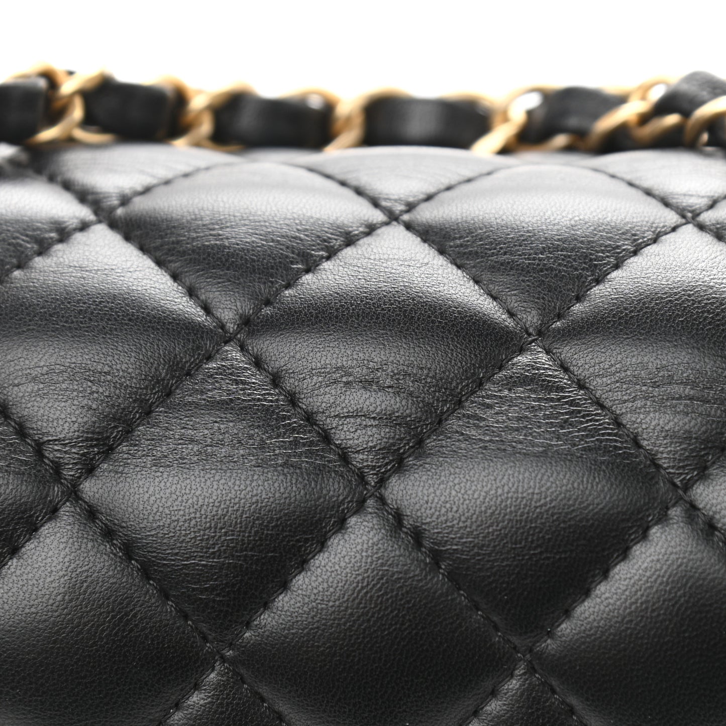 Lambskin Quilted Mini Square Flap Black