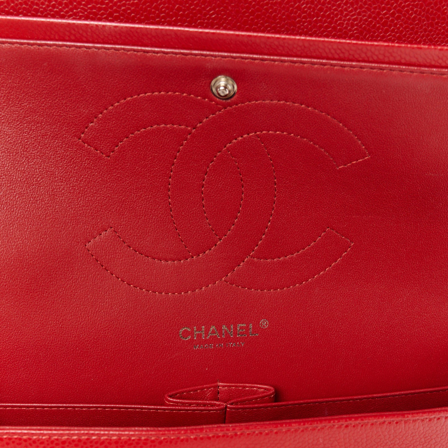 Caviar Quilted Jumbo Double Flap Red