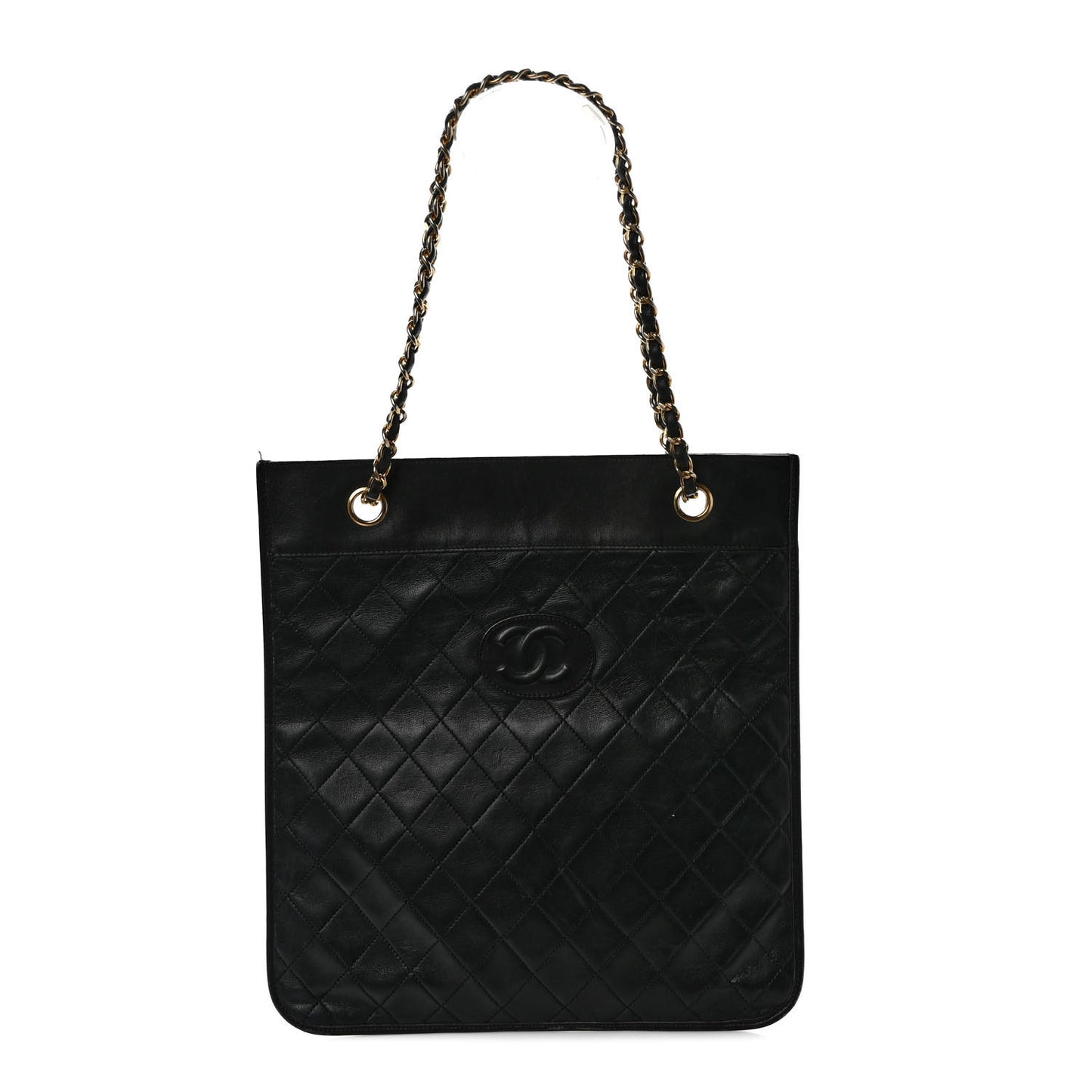 Lambskin Quilted Flat Tote Black