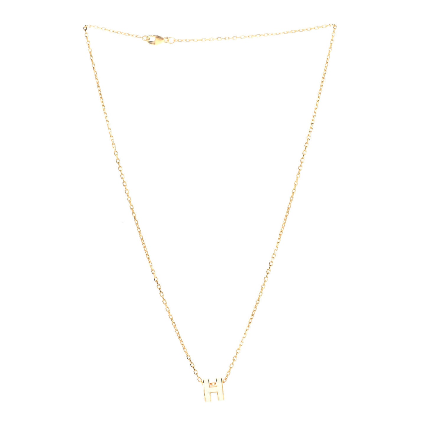 Lacquered Gold Mini Pop H Pendant Necklace White