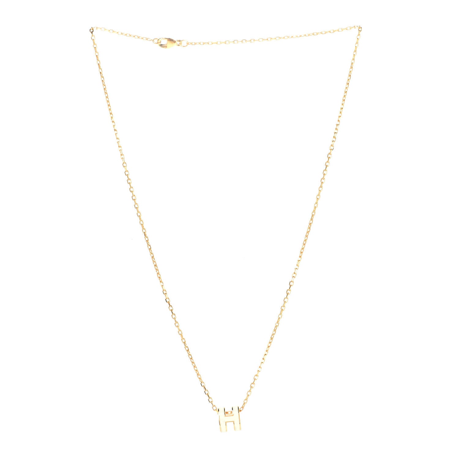 Hermes Lacquered Gold Mini Pop H Pendant Necklace White 2 of 4