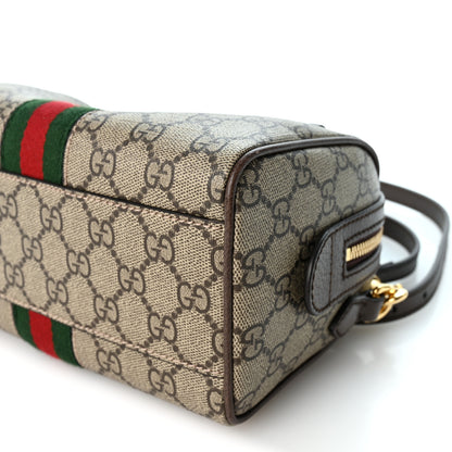 Gucci GG Supreme Monogram Textured Dollar Calfskin Web Mini Ophidia Top Handle Bag Beige Ebony New Acero 10 of 10