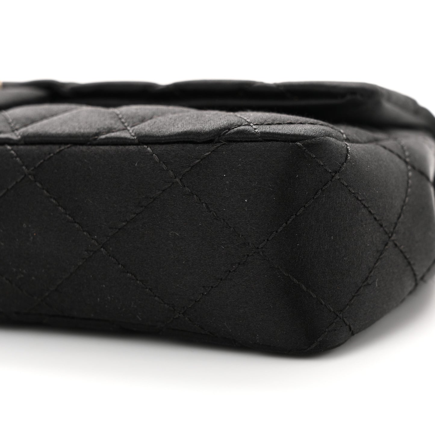 Satin Quilted Precious Jewel East West Flap Black