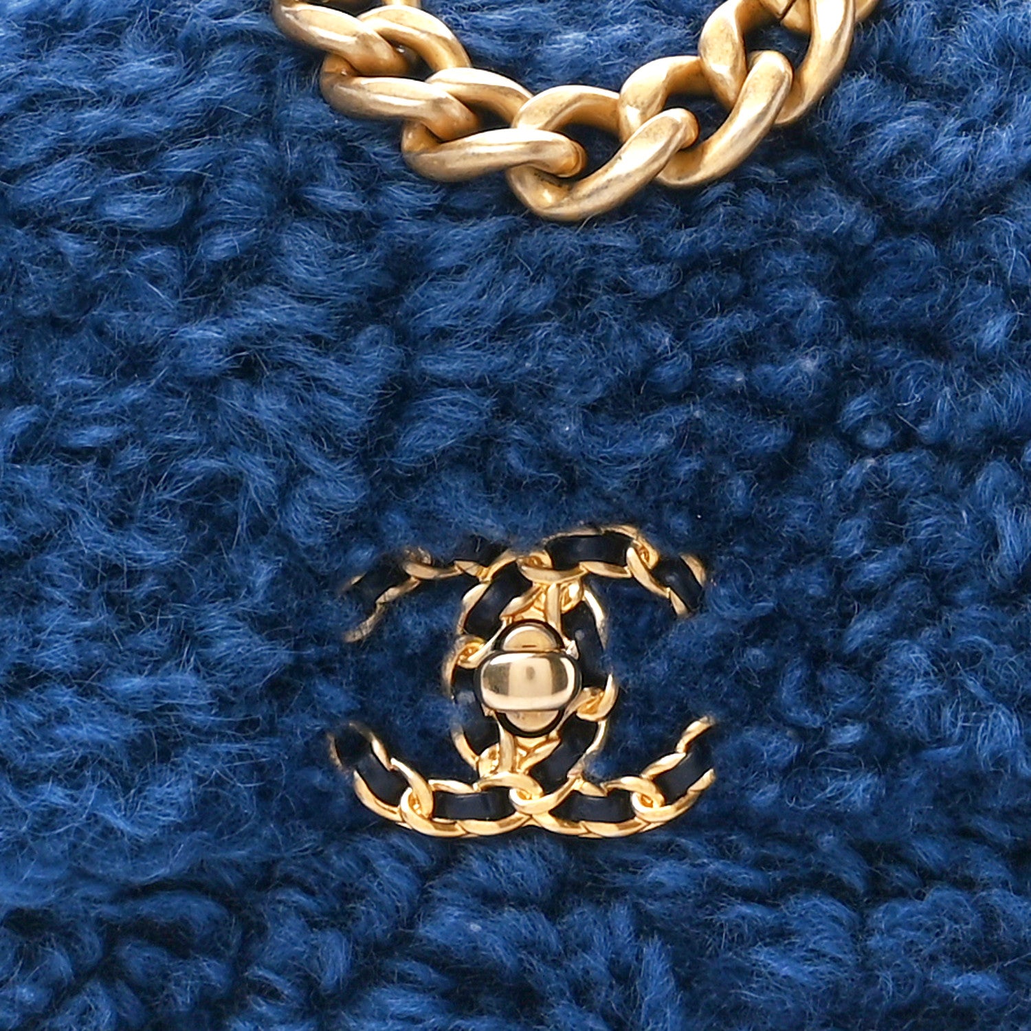 Chanel Shearling Sheepskin Medium Chanel 19 Flap Blue 8 of 10