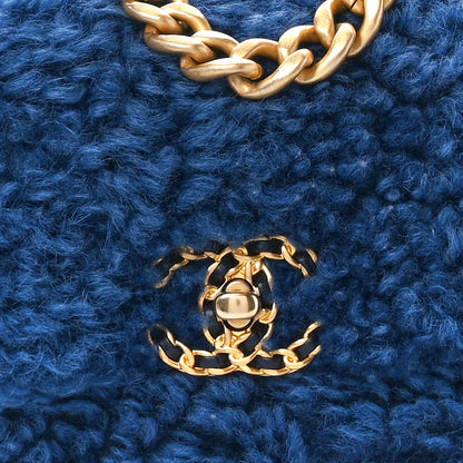Chanel Shearling Sheepskin Medium Chanel 19 Flap Blue 8 of 10