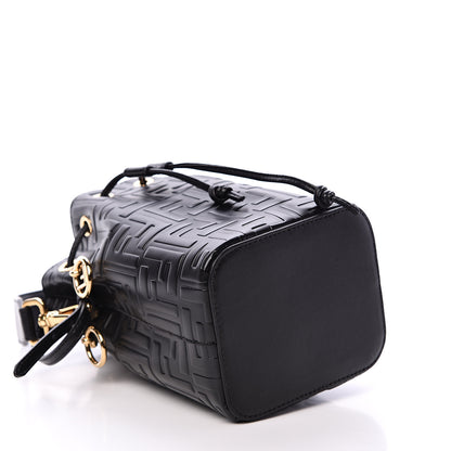 Fendi Vitello Liberty F is Fendi FF 1974 Embossed Mini Mon Tresor Bucket Bag Black 3 of 9