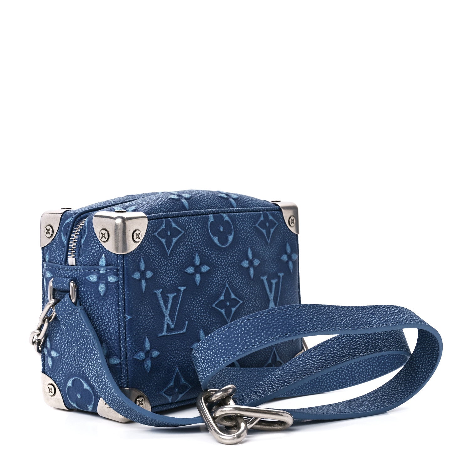 Louis Vuitton Cowhide Monogram Mini Soft Trunk Denim Blue 3 of 10