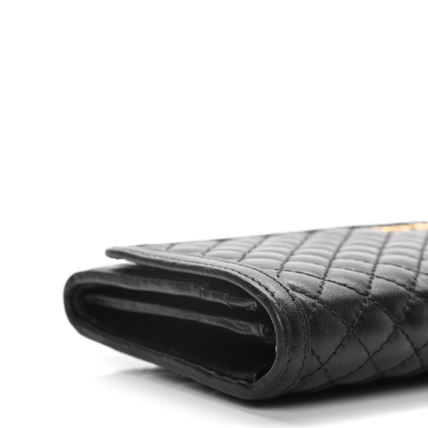 Soft Calfskin Quilted Chain Wallet Black
