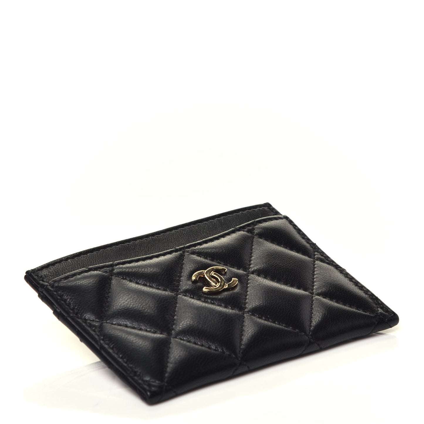 Lambskin Quilted Card Holder Black