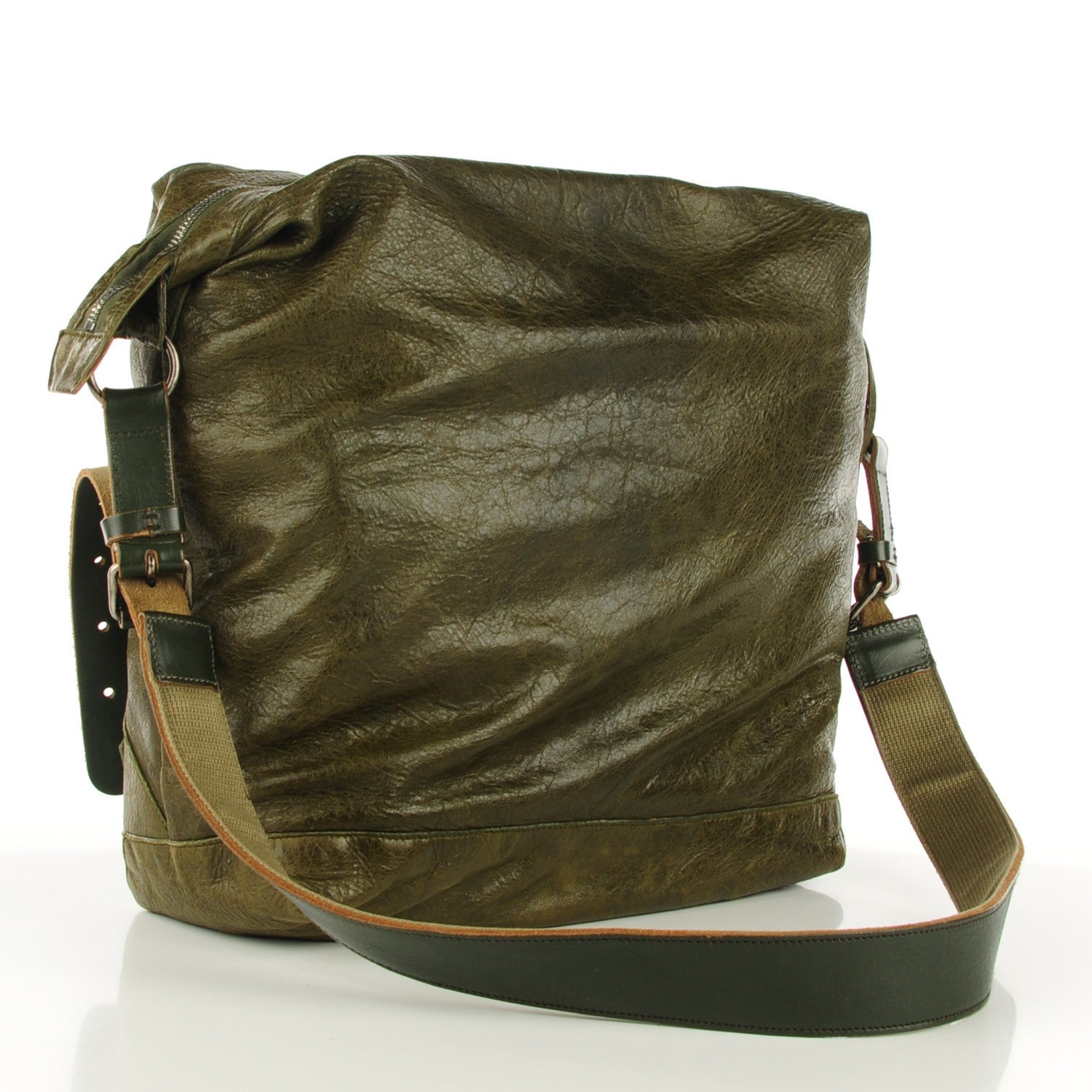 Balenciaga Agneau Classic Hardware Cross Day Messenger Olive 3 of 7