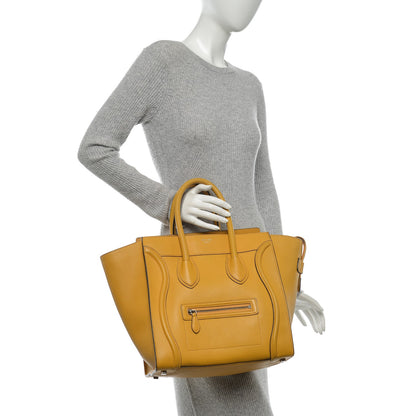 Celine Drummed Calfskin Mini Luggage Ocre 2 of 7