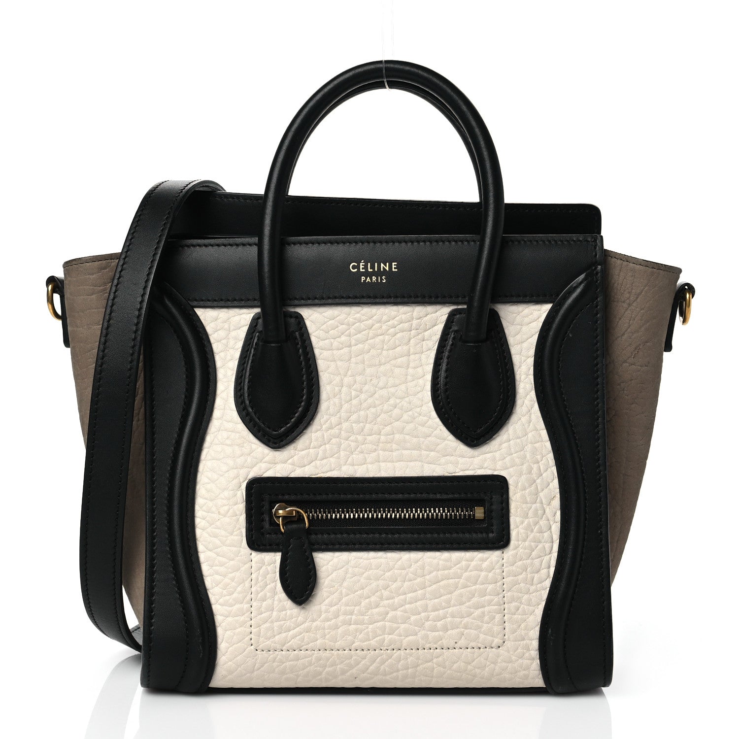 Celine Bullhide Calfskin Suede Nano Tri-Color Luggage White 1 of 9