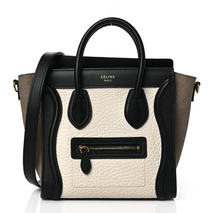 Celine Bullhide Calfskin Suede Nano Tri-Color Luggage White 1 of 9