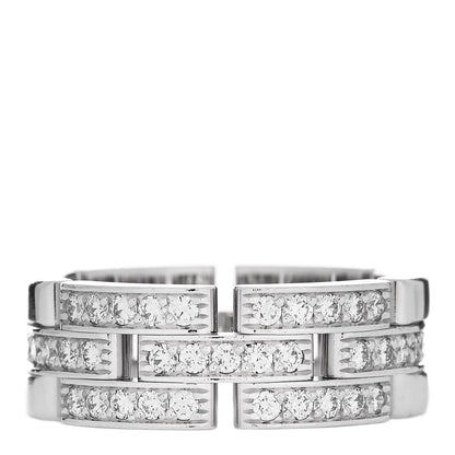 Cartier 18K White Gold Diamond Maillon Panthere 3 Half Rows Paved Ring 57 8 1 of 4