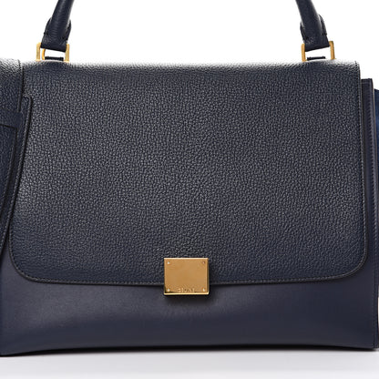 Celine Drummed Calfskin Suede Medium Trapeze Navy Blue 7 of 10