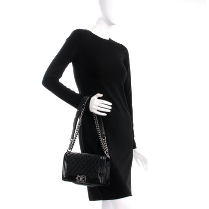 Chanel Goatskin Quilted Patent Medium Duo Boy Flap Black 3 of 8