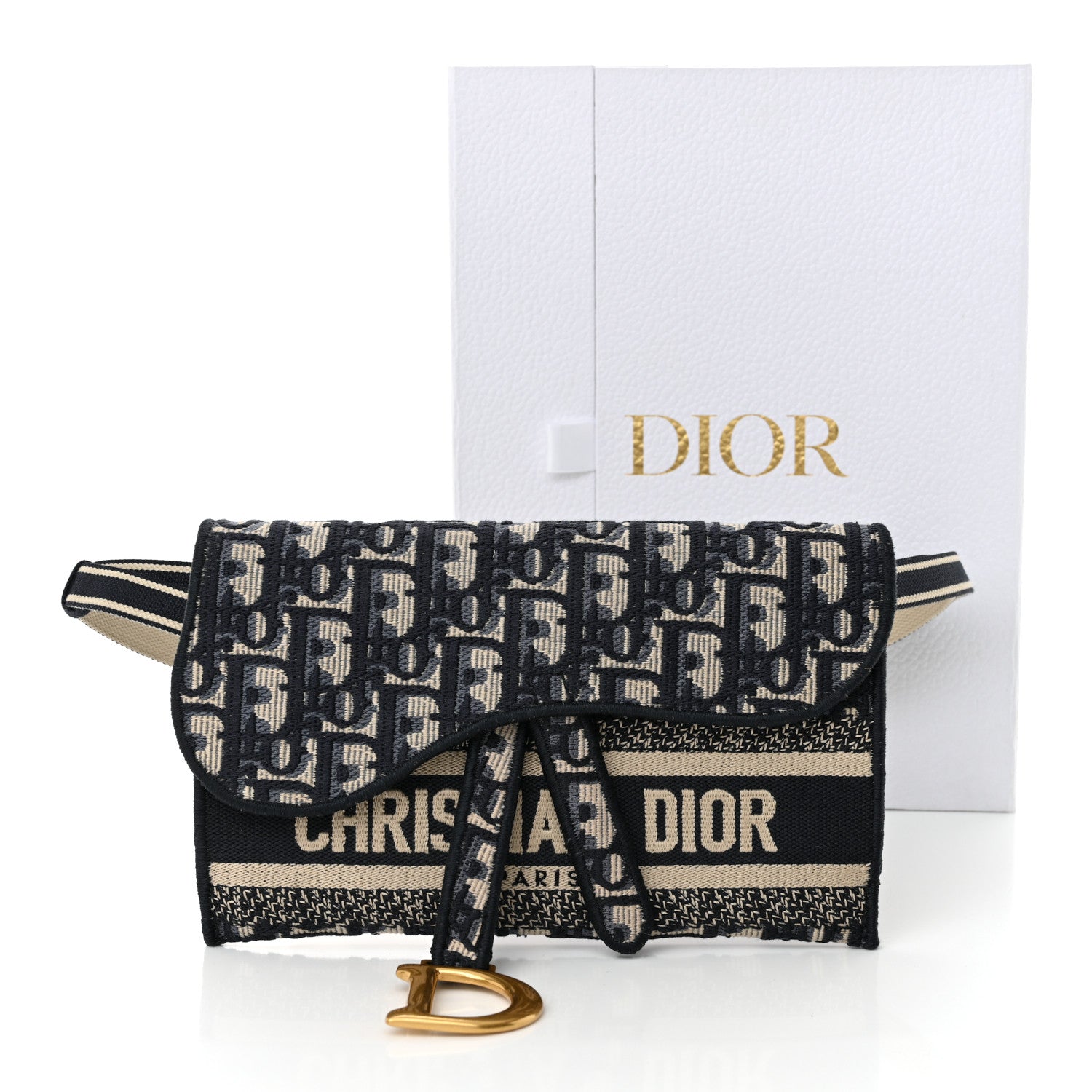 Christian Dior Oblique Slim Saddle Pouch Blue 12 of 12