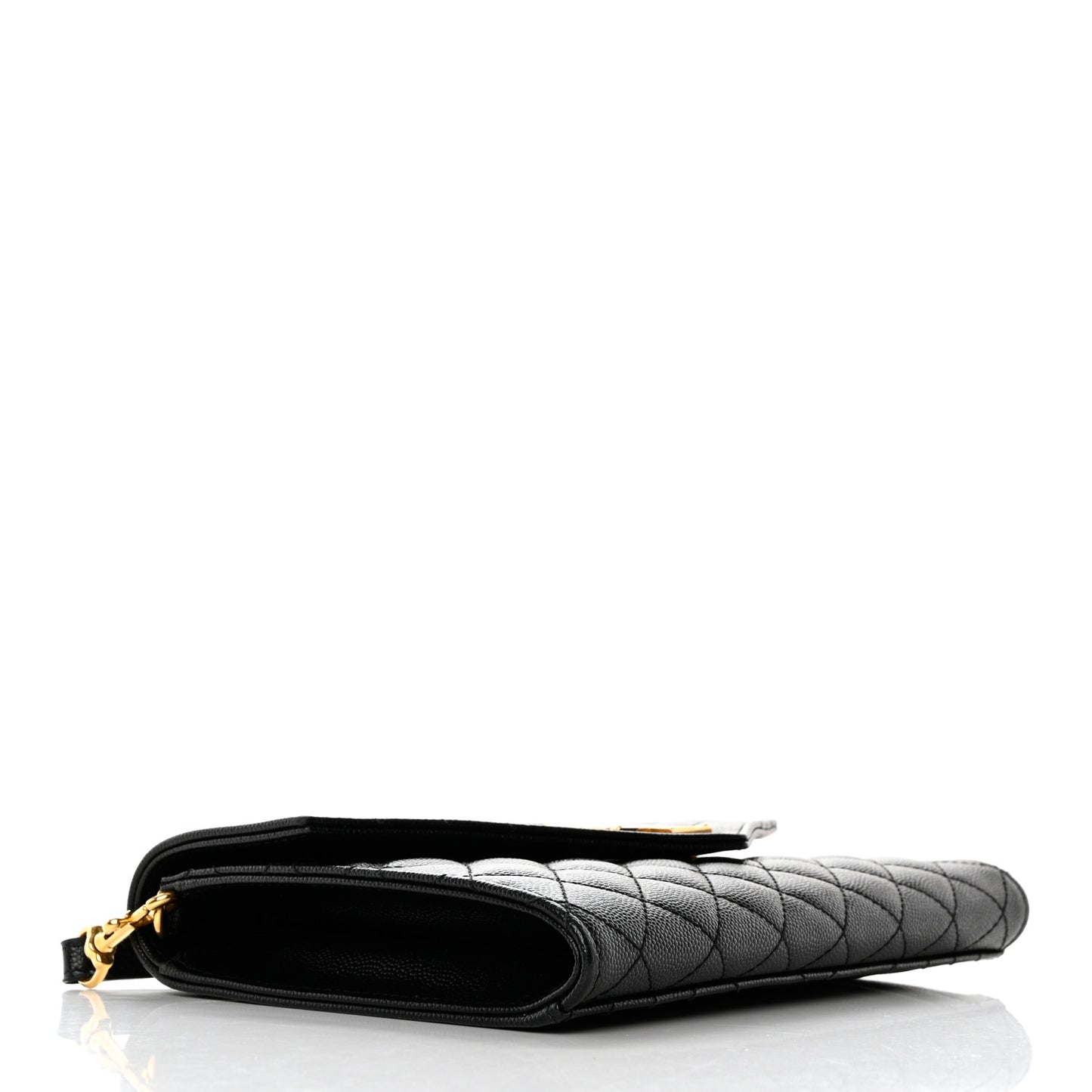 Grain De Poudre Textured Mixed Matelasse Triquilt Monogram Clutch Black