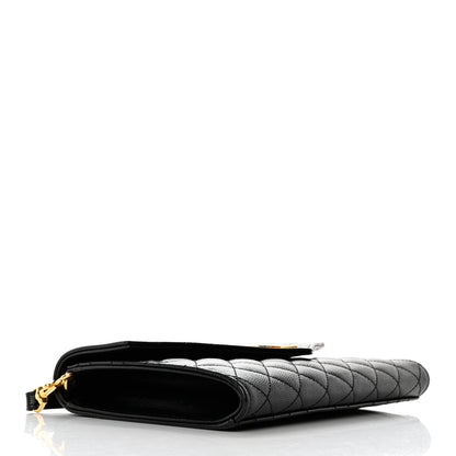 Saint Laurent Grain De Poudre Textured Mixed Matelasse Triquilt Monogram Clutch Black 4 of 8
