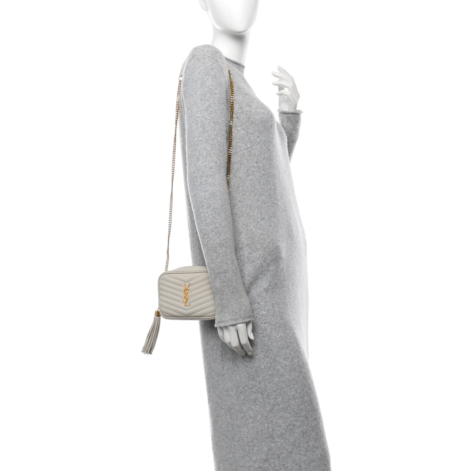 Saint Laurent Grain De Poudre Matelasse Monogram Mini Lou Camera Bag Crema Soft 2 of 11