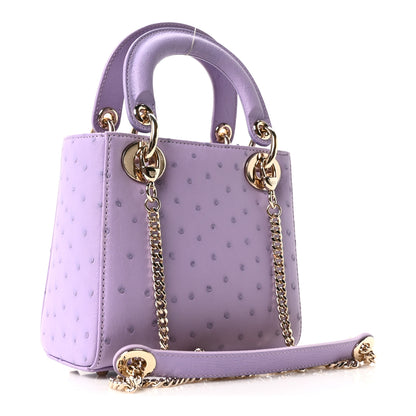 Christian Dior Ostrich Mini Lady Dior Purple 3 of 11