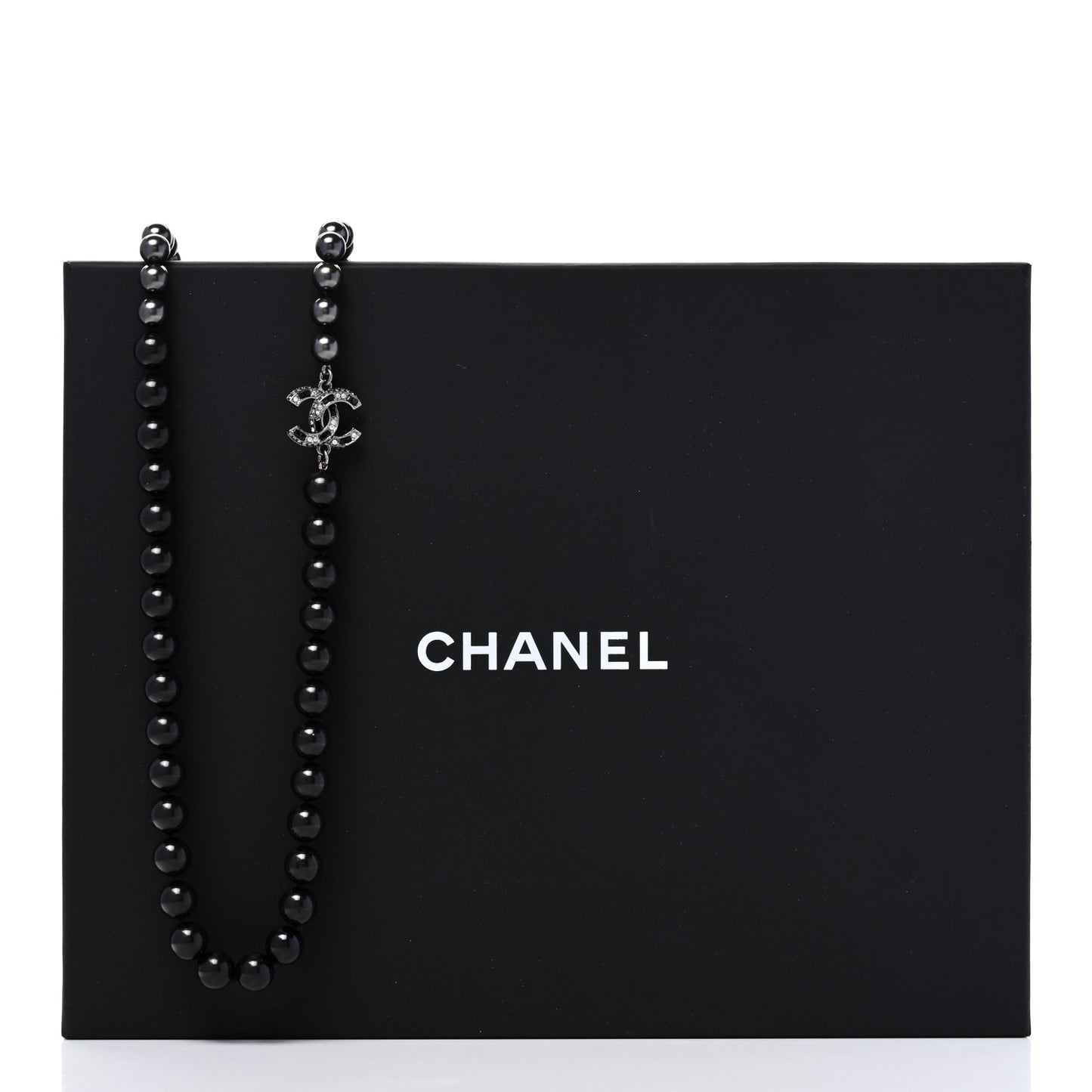 Ruthenium Crystal Pearl Beaded CC Long Necklace