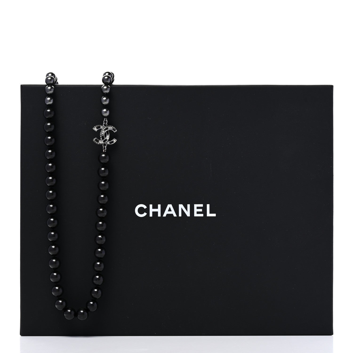 Chanel Ruthenium Crystal Pearl Beaded CC Long Necklace 6 of 6