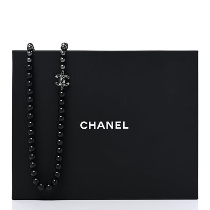 Chanel Ruthenium Crystal Pearl Beaded CC Long Necklace 6 of 6