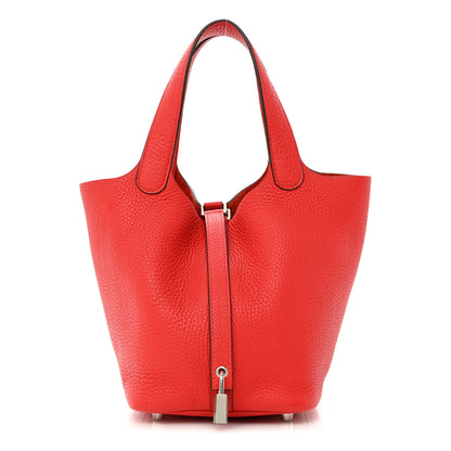 Hermes Taurillon Clemence Picotin Lock 18 PM Rouge De Coeur 1 of 10