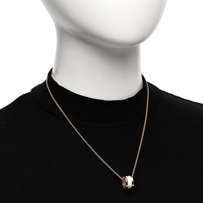Bulgari 18K Rose Gold White Ceramic B.Zero1 Pendant Necklace 2 of 5