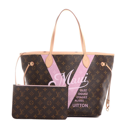 Louis Vuitton Monogram Maui V Neverfull MM Rose Ballerine 2 of 9