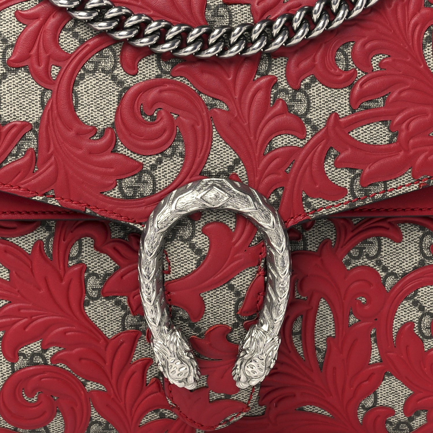 Gucci GG Supreme Monogram Arabesque Medium Dionysus Shoulder Bag Hibiscus Red 9 of 12