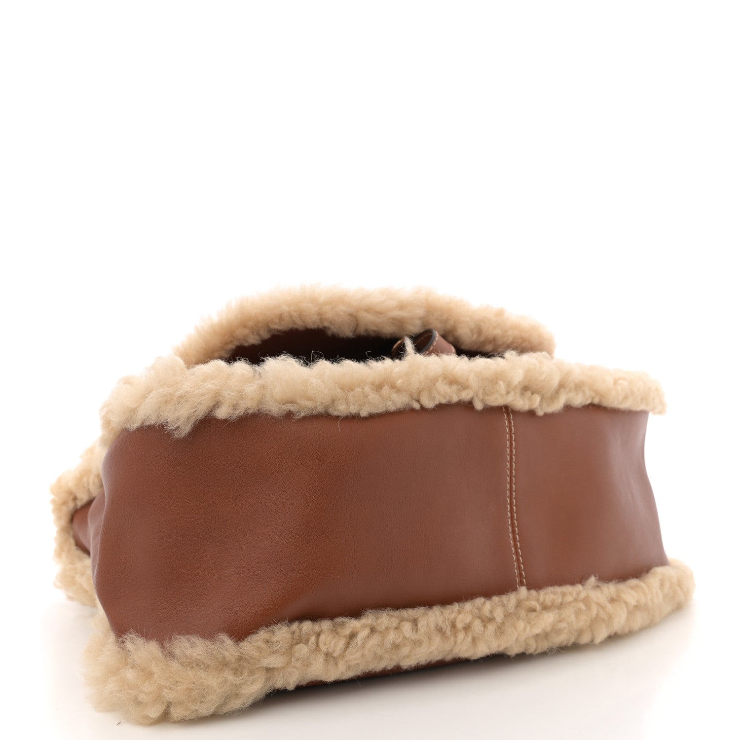 Chloe Calfskin Shearling Medium Marcie Satchel Tan 4 of 10