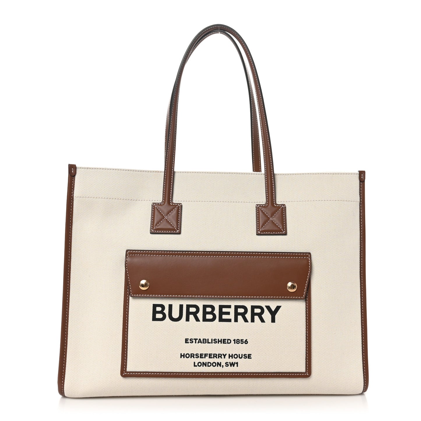 Canvas Smooth Calfskin Medium Two Tone Freya Tote Brown