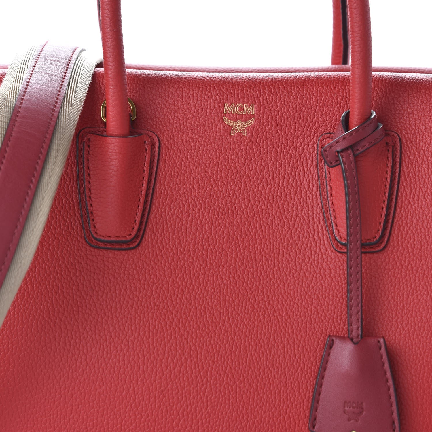 MCM Grained Calfskin Medium Milla Tote Ruby Red 9 of 9