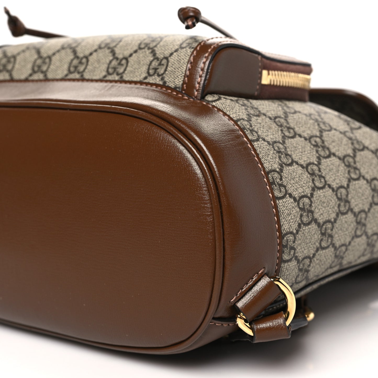 GG Supreme Monogram Azalea Calfskin Retro Interlocking G Buckle Backpack Beige Ebony Brown Sugar