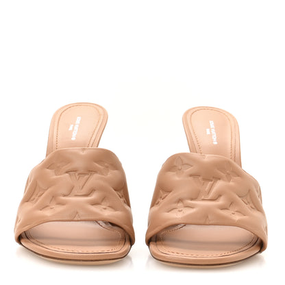 Louis Vuitton Lambskin Embossed Monogram Revival Mules 39 Peche Beige 3 of 8