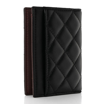 Chanel Lambskin Quilted Card Holder Wallet Black 3 of 8