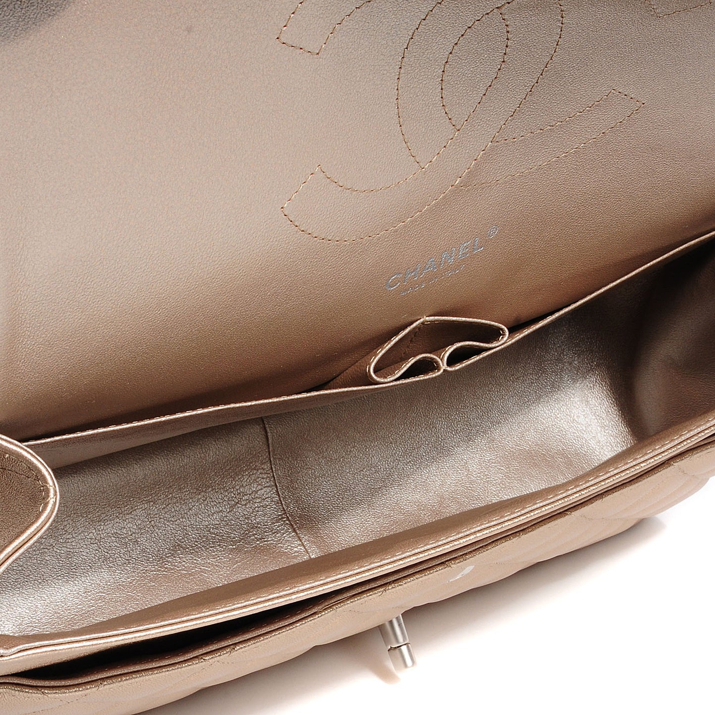 Metallic Lambskin Jumbo Double Flap Light Gold