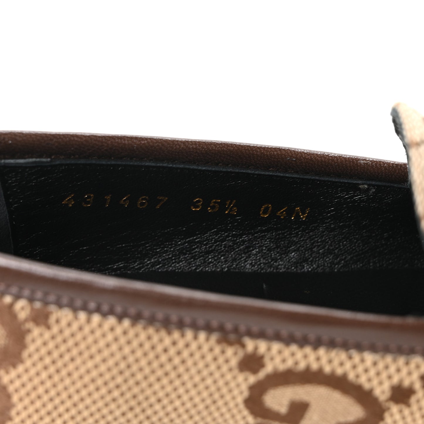 Monogram Jumbo GG Malaga Kid Horsebit Womens Jordaan Loafers 35.5 Beige Ebony New Acero