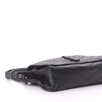 Saint Laurent Calfskin Studded Stardust Monogram Niki Shoulder Bag Black 6 of 10