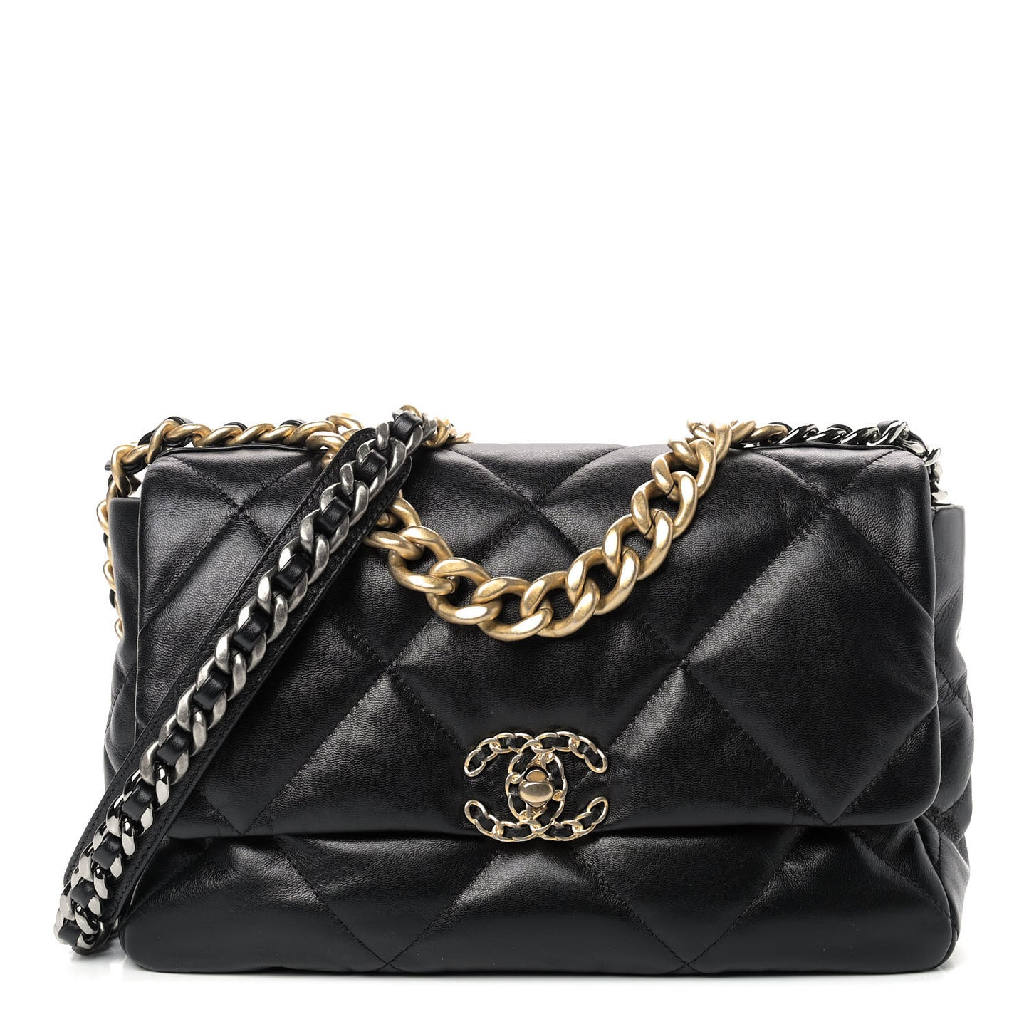 Goatskin Quilted Large Chanel 19 Flap Black
