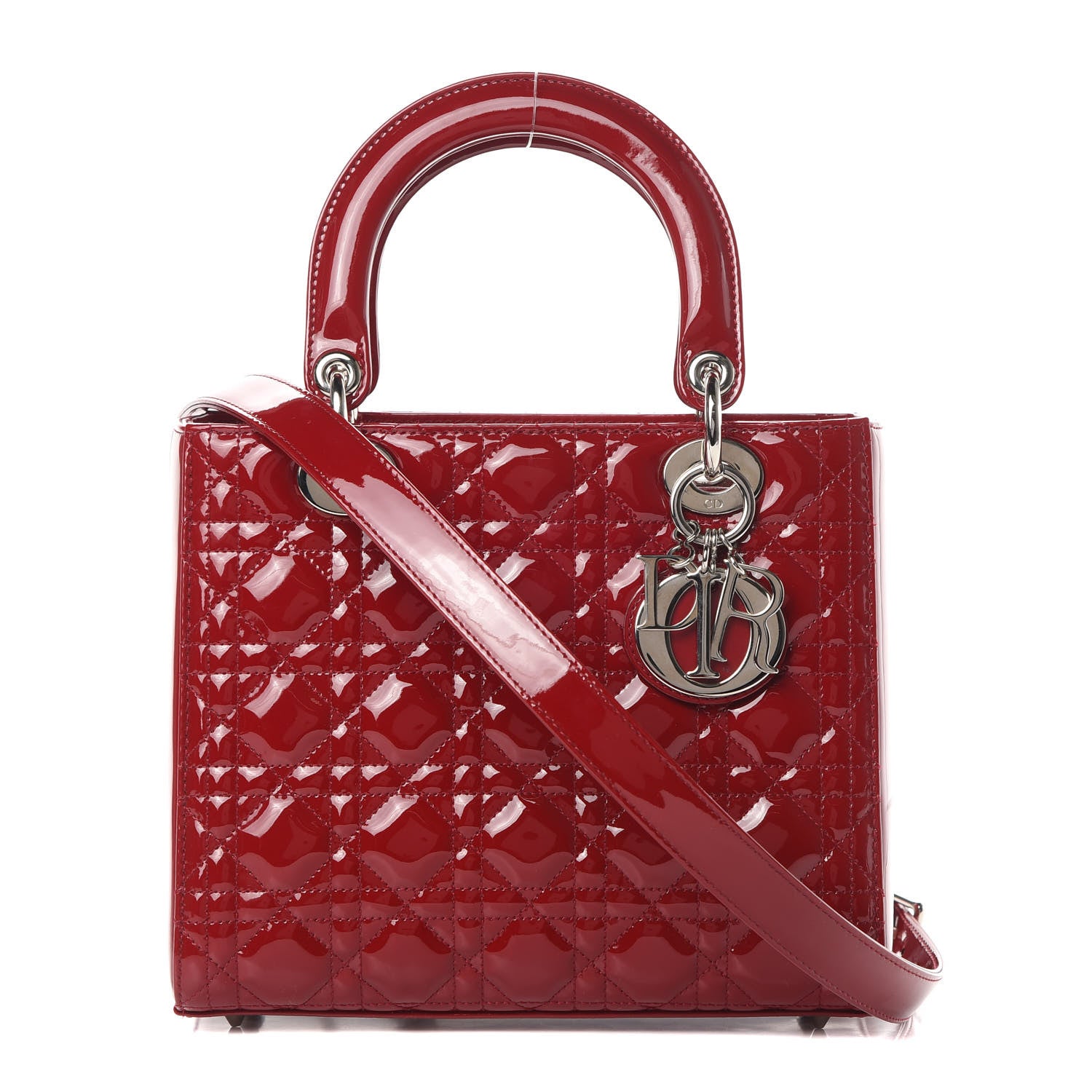 Christian Dior Patent Cannage Medium Lady Dior Red 1 of 10